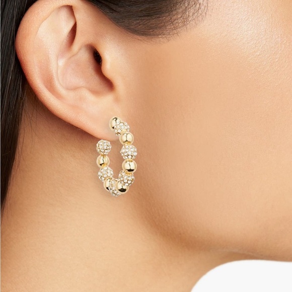 BaubleBar Crystal Pave Hoop Earrings NWT - Picture 2 of 2